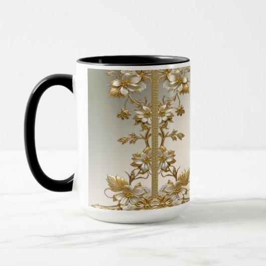 Witte Floral Goud  Mok (Links)
