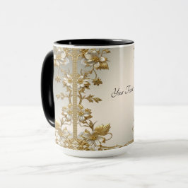 Witte Floral Goud Mok