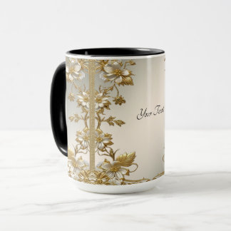 Witte Floral Goud  Mok