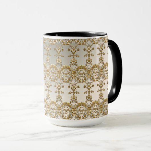 Witte Floral Goud Mok (Voorkant rechts)