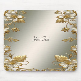 Witte Floral Goud Mousepad Muismat