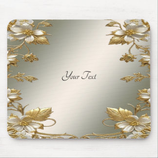 Witte Floral Goud Mousepad Muismat