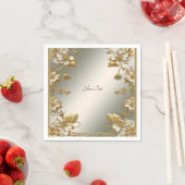 Witte Floral Goud  servetten (Insitu)