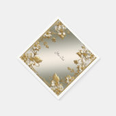 Witte Floral Goud  servetten (Hoek)