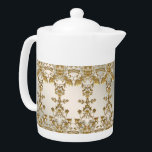 Witte Floral Goud theepot<br><div class="desc">Mooie witte bloemengouden theepot</div>