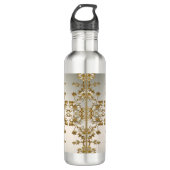 Witte Floral Goud  Waterfles Waterfles (Voorkant)