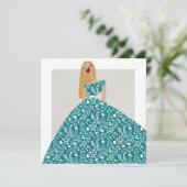 Witte Floral Jurk Mode Illustratie Kaart (Staand voorkant)