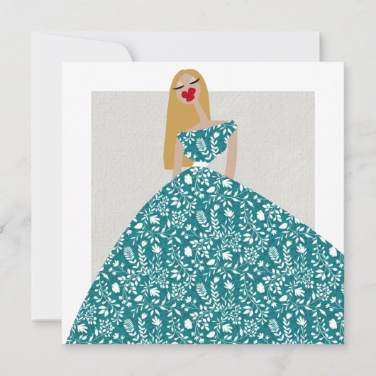 Witte Floral Jurk Mode Illustratie Kaart (Voorkant)