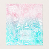 witte floral mandala waterverf ontwerp visitekaartje (Buitenkant ongevouwen)