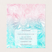 witte floral mandala waterverf ontwerp visitekaartje (Binnenkant ongevouwen)