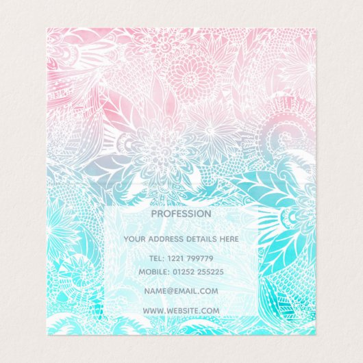 witte floral mandala waterverf ontwerp visitekaartje (Binnenkant ongevouwen)