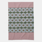 Witte Floral met roze roze en Bourgogne Theedoek (Verticaal)
