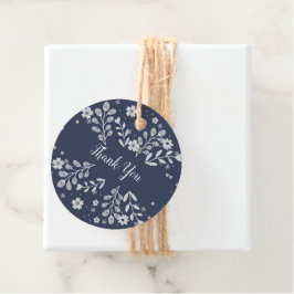 Witte Floral op blauw Bedankjes Labels