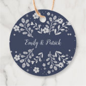 Witte Floral op blauw Bedankjes Labels (Achterkant)