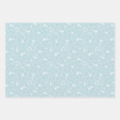 Witte Floral op blauw Inpakpapier Vel (Voorkant 3)