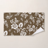 Witte Floral op Choco Brown achtergrond Bad Handdoek (Handdoek)