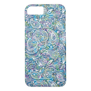 Witte Floral Paisley en kleurrijke achtergrond iPhone 8/7 Hoesje