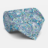 Witte Floral Paisley en kleurrijke achtergrond Stropdas (Opgerold)