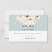 Witte  Floral RSVP-kaart RSVP Kaartje (Voorkant)