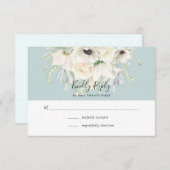 Witte Floral RSVP-kaart RSVP Kaartje (Voorkant / Achterkant)