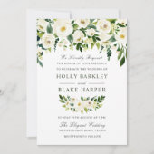 Witte Floral Waterverf Elegant Greenery Wedding Kaart (Voorkant)