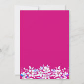 Witte florale cascading garland magenta bruiloft kaart (Achterkant)