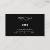 Witte florale draai op zwart visitekaartje (Achterkant)