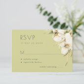 Witte florale elegant sage bruiloft RSVP kaartje (Staand voorkant)