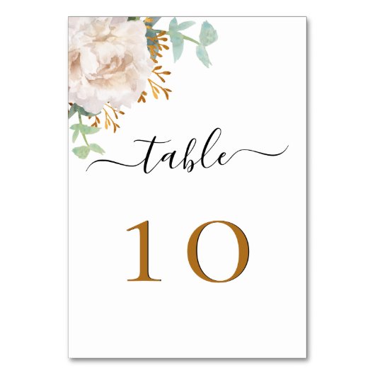 Witte florale eucalyptusbruine elegant kaart (Achterkant)