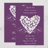 Witte florale hartbridale doucheuitnodiging kaart (Voorkant / Achterkant)