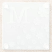 Witte florale ingegraveerde naam initialen geperso glazen onderzetter (Achterkant)