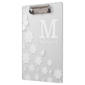 Witte florale ingegraveerde naam initialen geperso klembord (Links)