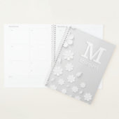 Witte florale ingegraveerde naam initialen geperso planner (Display)