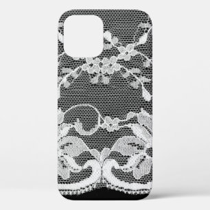 Witte florale kant op een zwarte achtergrond. Case-Mate iPhone case
