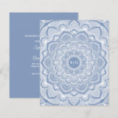  Witte florale kant stoffig blauw Budget (Voorkant / Achterkant)