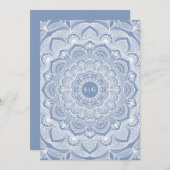Witte florale kant stoffige blauwe mandala Kaart (Voorkant / Achterkant)