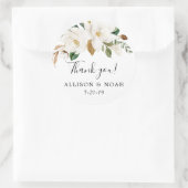 Witte florale magnolia greenery-gunst ronde sticker (Tas)