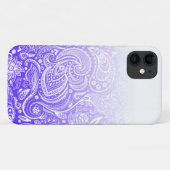 Witte florale paisley, blauw en wit ombre Case-Mate iPhone case (Achterkant (horizontaal))