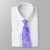 Witte florale paisley op blauwe tot witte flauwte stropdas (Gebonden)