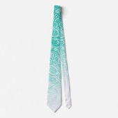 Witte florale paisley op turquoise en witte fade stropdas (Voorkant)