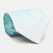 Witte florale paisley op turquoise en witte fade stropdas (Opgerold)