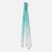 Witte florale paisley op turquoise en witte fade stropdas (Achterkant)