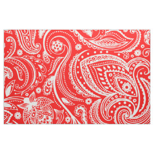 Witte florale paisley patroon op rode weefsels stof