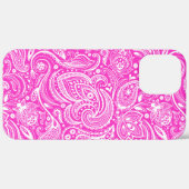 Witte florale paisleypatroon, warm roze Case-Mate iPhone case (Achterkant (horizontaal))