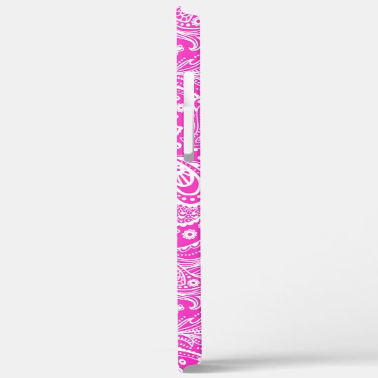 Witte florale paisleypatroon, warm roze Case-Mate iPhone case (Achterkant / Links)