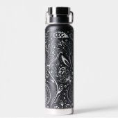 Witte  florale paisleypatroon waterflacon waterfles (Achterkant)