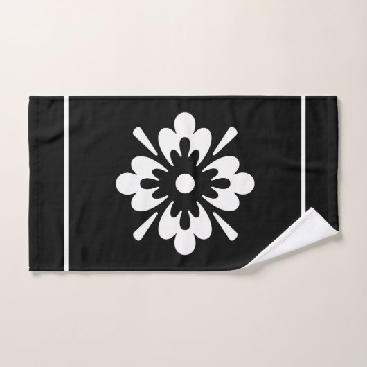 Witte florale patroon op zwart bad handdoek (Handdoek)