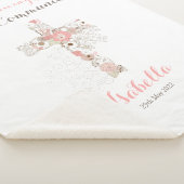 Witte florale voornaam sherpa deken (3/4)