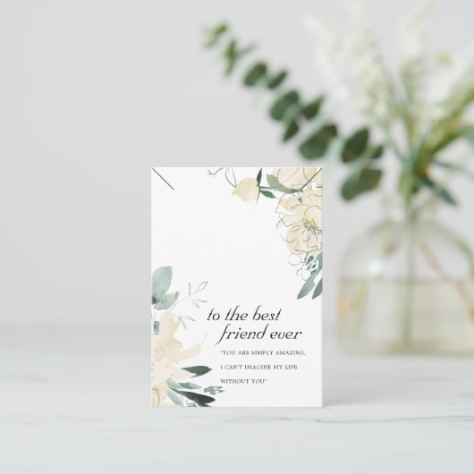 WITTE FLORALE VRIENDEN CADO HALSSNOER DISPLAYCARD PLAATSKAARTJE (Staand voorkant)