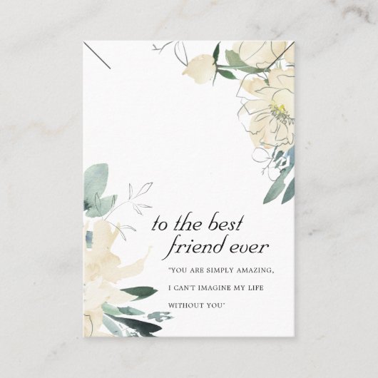 WITTE FLORALE VRIENDEN CADO HALSSNOER DISPLAYCARD PLAATSKAARTJE (Voorkant)